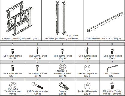 Soporte Modular de Pared para Videowall | Pop Out | Peso Máx. Sopotado 50 Kg | Soporta Formato Horizontal y Vertical