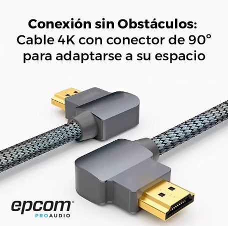Cable HDMI Ángulo 90° | 2 Metros (6.56 Pies) | Alta Definición | Versión 2.0 | Alta Velocidad 18Gbps | 4K@60Hz |