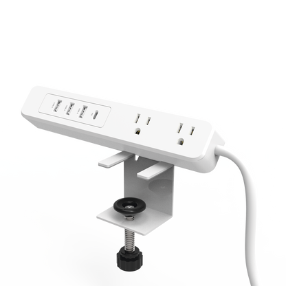 Multicontacto con Montaje para Escritorio / Carga Rápida para 65 W / 2 x Nema 5-15P / 3 x USB-A (5V @3A) / 1 x USB-C (65W)