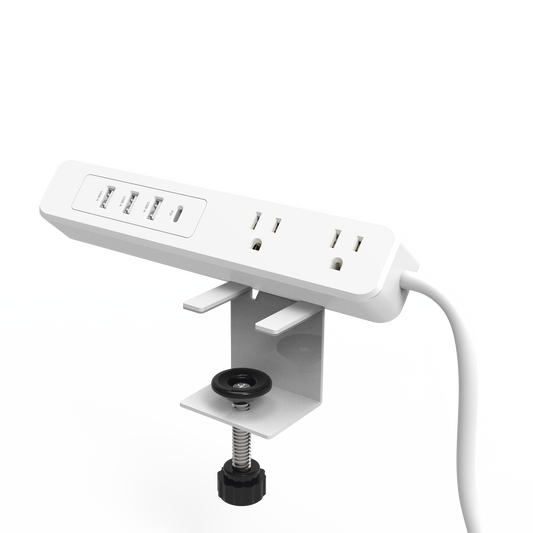 Multicontacto con Montaje para Escritorio / Carga Rápida para 65 W / 2 x Nema 5-15P / 3 x USB-A (5V @3A) / 1 x USB-C (65W)