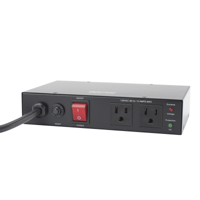 Acondicionador de Voltaje / Entrada 120 Vca / 2 salidas @ 120 Vca NEMA 5-15R / 1,800 W / 15 A / Supresión de Picos / Filtro de Ruido EMI/RFI / Sin