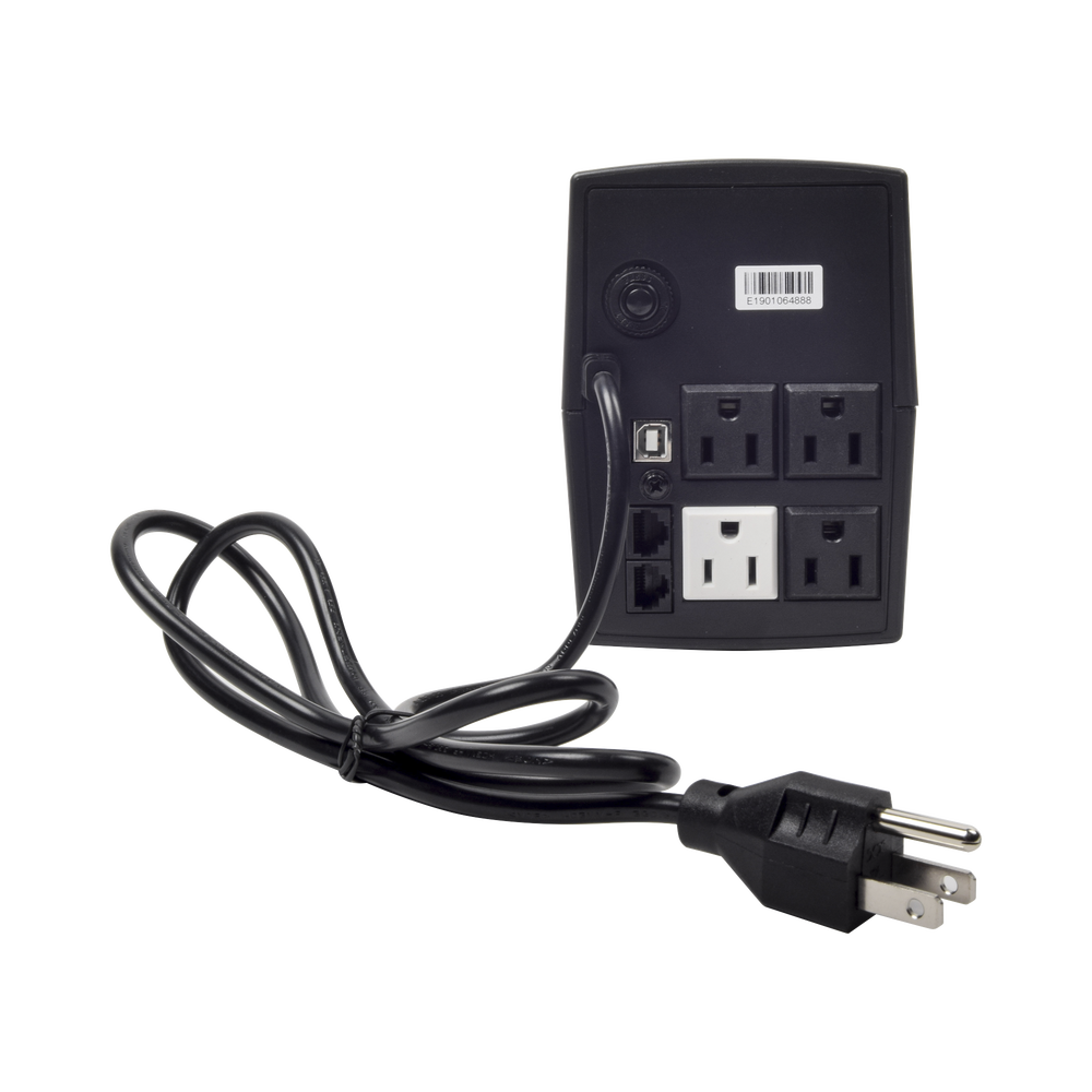 UPS de 600VA/360W / Protección contra Descarga, Sobretensión y Picos Transitorios / Entrada y Salida 120 Vca / Clavija NEMA 5-15P / 4 Tomas NEMA