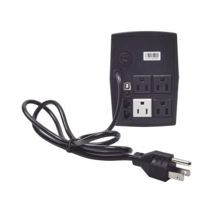 UPS de 600VA/360W / Protección contra Descarga, Sobretensión y Picos Transitorios / Entrada y Salida 120 Vca / Clavija NEMA 5-15P / 4 Tomas NEMA 5-15R