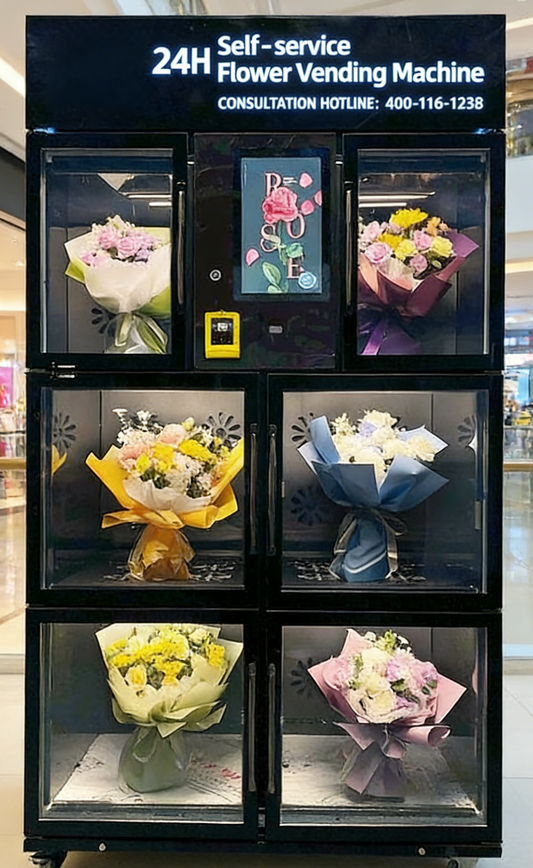 Maquina Dispensadora de Flores 6 puertas con refrigeracion