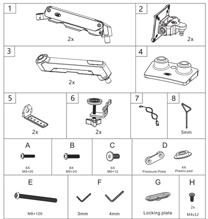 Montaje de Escritorio articulado para 2 monitores de 27-34" / Soporta hasta 16 kg por brazo/ Vesa 75 x 75 / 100 x 100 / Acero / Giro: 360°
