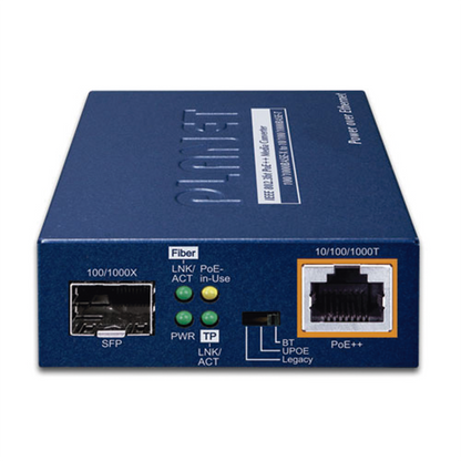 Convertidor de Medios PoE, 1 Puerto RJ45 Gigabit con Salida PoE 802.3af/at/bt (Hasta 60 W)/ 1 Puerto SFP 100/1000BASE-X