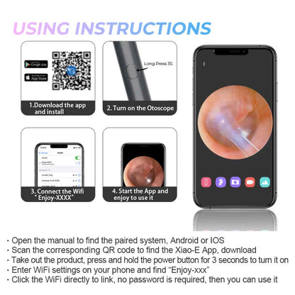Limpiador de oídos Visual inteligente inalámbrico, otoscopio NP20, herramienta de eliminación de cera de los oídos con cámara, endoscopio de oído, Kit de 1080P para iPhone, iPad y Android