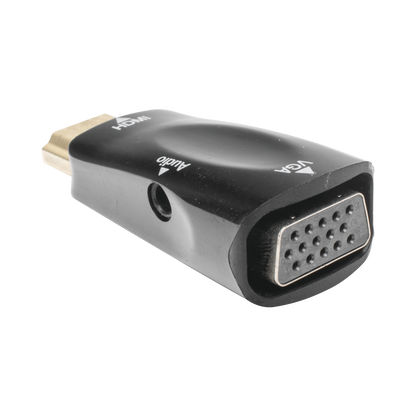 Adaptador (Convertidor) HDMI a VGA / HDMI Macho a VGA Hembra / Resolución 1920x1080 @ 60Hz / Adaptador de Audio de 3.5 mm / Chapado en Níquel