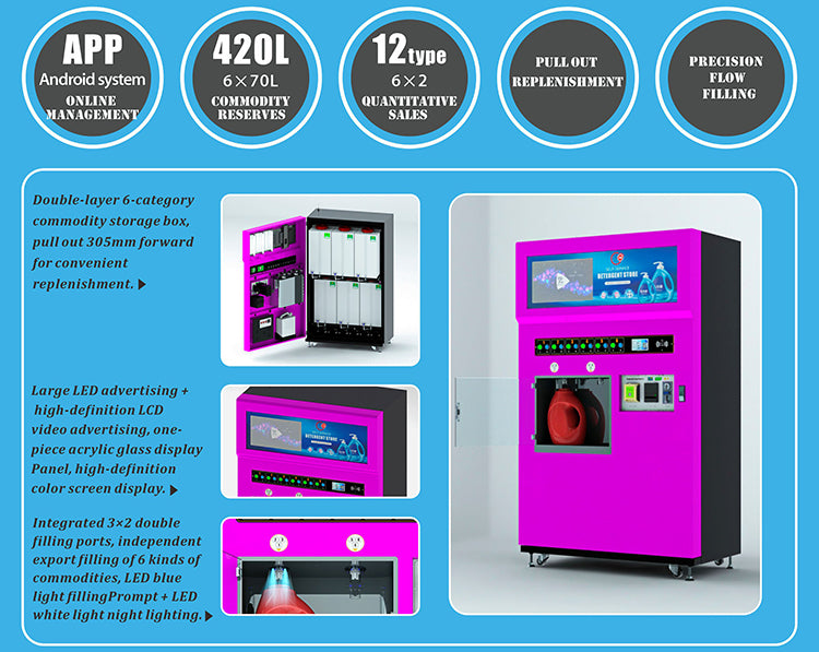 Máquina Expendedora Automática de Detergente Líquido - 6 Salidas para Lavanderías