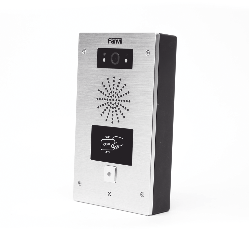 Video portero IP, 2 líneas SIP, 2 relevadores, lector de tarjeta RFID, Compatible con NVR Hikvision por Onvif, con botón para llamada