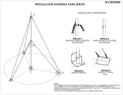 Mástil Telescópico de 12 m. (Requiere accesorios de Instalación)