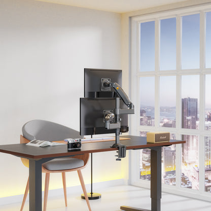 Montaje de Escritorio articulado para 2 monitores de 17 a 27" / Soporta hasta 9kg por monitor / Vesa 75 x 75 / 100 x 100 / Acero / Rotación: 360°