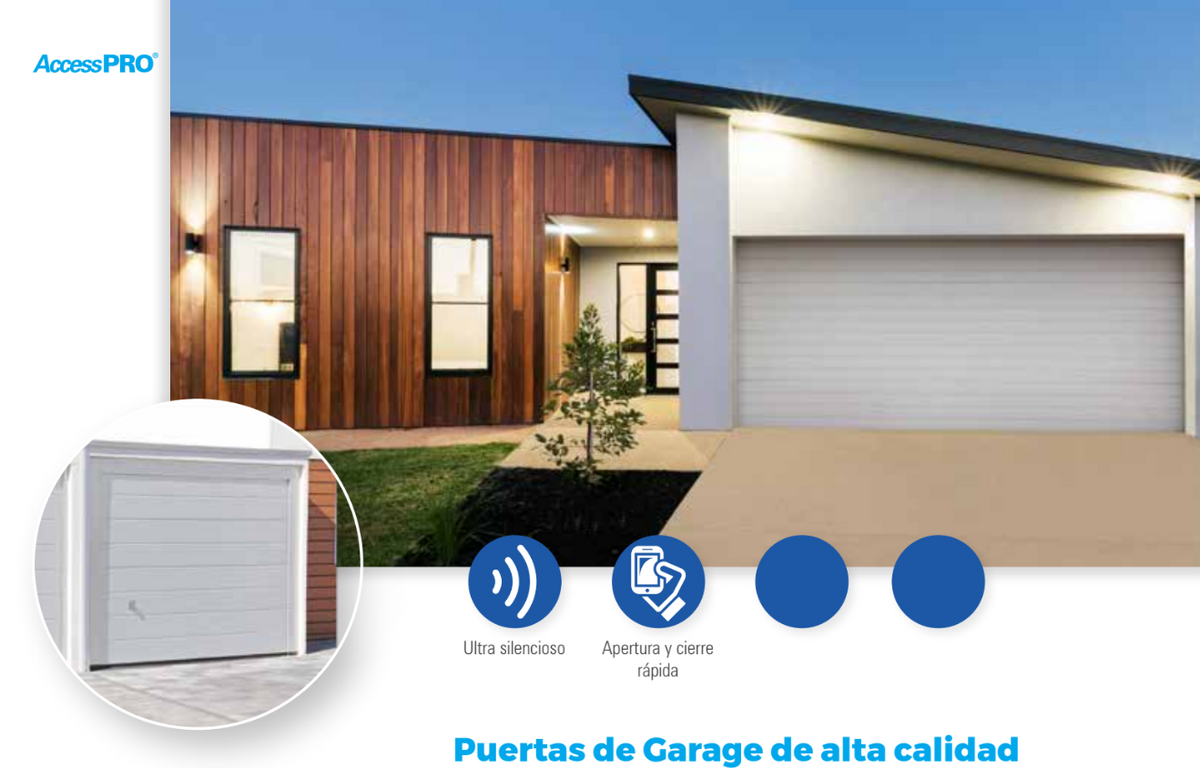 Puerta de Garage de Alta Calidad / Linea Central / Color Blanco 12X8 pies, AISLADA, Estilo Americana.