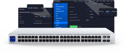 UniFi Switch USW-48-POE, Capa 2 de 48 puertos (32 puertos PoE 802.3af/at + 16 puertos Gigabit) + 4 puertos 1G SFP, 195W, pantalla informativa
