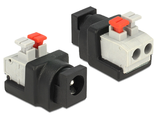 Adaptador Tipo Jack de 3.5 mm Hembra Polarizado de 12 Vcc con Terminales de Presión