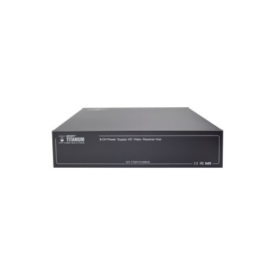 Kit de TRANSCEPTOR ACTIVO DE 8 CANALES / VIDEO+PODER en un solo Cable UTP / 150 metros en 4K, 200 metros en 5 MP/ Envía 36 Vcc y Recibe 12 Vcc / TODO