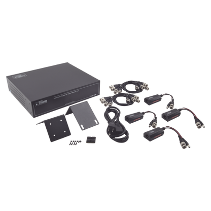Kit de TRANSCEPTOR ACTIVO DE 8 CANALES / VIDEO+PODER en un solo Cable UTP / 150 metros en 4K, 200 metros en 5 MP/ Envía 36 Vcc y Recibe 12 Vcc / TODO