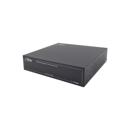 Kit de TRANSCEPTOR ACTIVO DE 8 CANALES / VIDEO+PODER en un solo Cable UTP / 150 metros en 4K, 200 metros en 5 MP/ Envía 36 Vcc y Recibe 12 Vcc / TODO
