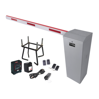 Kit COMPLETO Barrera Izquierda XB / 5M / Iluminación LED Rojo-Verde / Incluye Sensor de masa, Transformador, Lazo, Ancla, Fotoceldas y 2 Controles