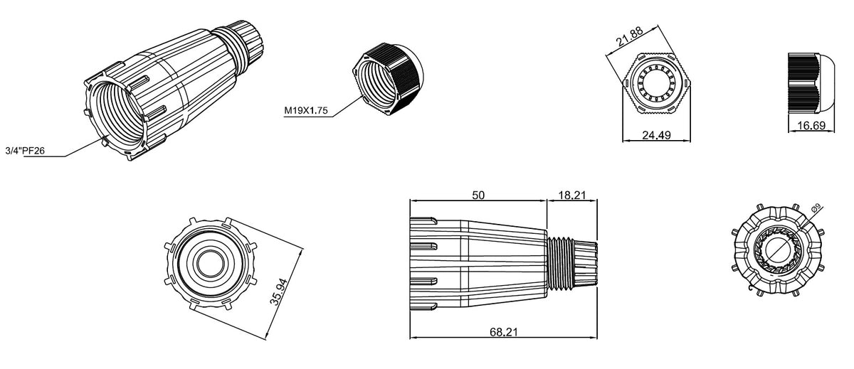 Conector Tipo Glándula Industrial para Proteger Conexiones de Red