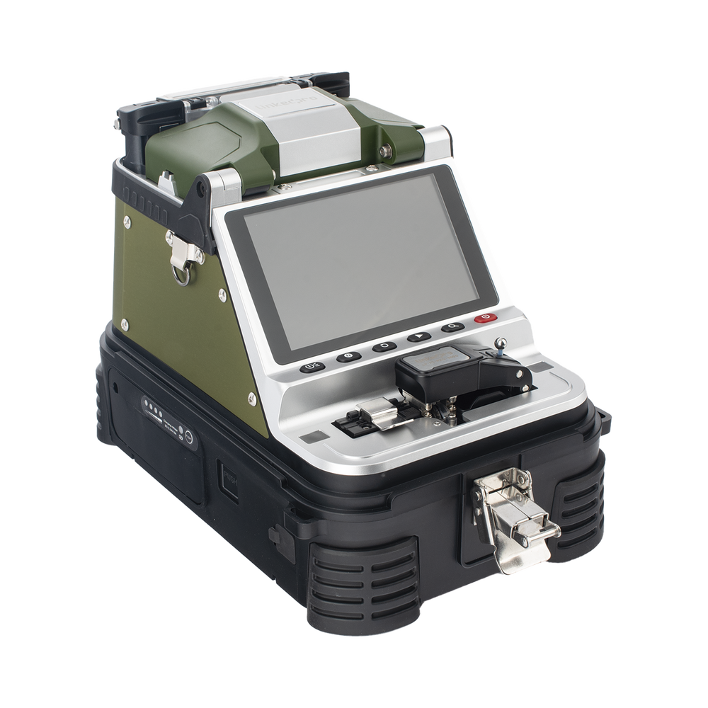 Fusionadora de Fibra Óptica Multimodo y Monomodo / 6 Motores / Alineación por Núcleo / OPM + VFL / Cleaver Eléctrico de un Solo Paso / Capacitación