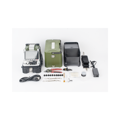 Fusionadora de Fibra Óptica Multimodo y Monomodo / 6 Motores / Alineación por Núcleo / OPM + VFL / Cleaver Eléctrico de un Solo Paso / Capacitación
