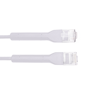 Mini Patch Cord Cat6 Ultra Slim 30 cm (11.81 Pulgadas) Blanco Ahorra Espacio sin Organizadores, con Bota Flexible
