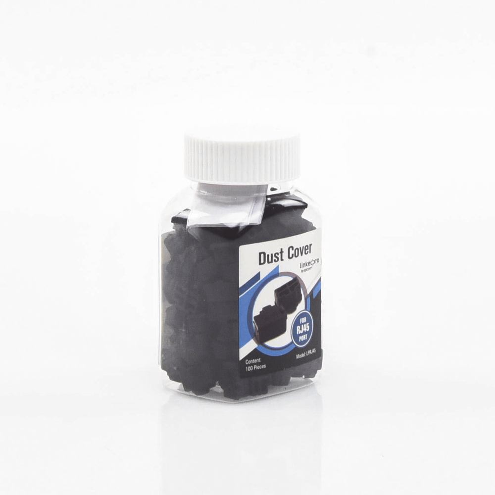 Bote con 100 Protectores Anti-Polvo para Puerto RJ45 Color Negro