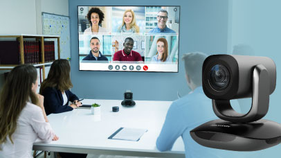 Cámara Web PTZ Alta Definición Full HD (1080p) Para Salas de Juntas / Gran Angular / Micrófono Integrado / Fácil de Instalar / Reducción de Ruido