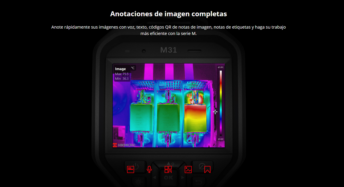 M31T - Cámara Termográfica Portátil Dual / Super IR 768 x 576 / Lente Óptico (8 Megapixel) / WiFi / IP54 / Ranura MicroSD hasta 64 Gb / Hasta 4 Horas