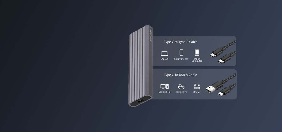 Carcasa para SSD M.2 NVMe / USB 3.2 Gen2 Type-C / 10 Gbps / Soporta 2230 2242 2260 2280 / Aleación de Aluminio / Disipación Térmica