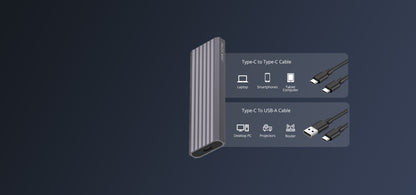 Carcasa para SSD M.2 NVMe / USB 3.2 Gen2 Type-C / 10 Gbps / Soporta 2230 2242 2260 2280 / Aleación de Aluminio / Disipación Térmica