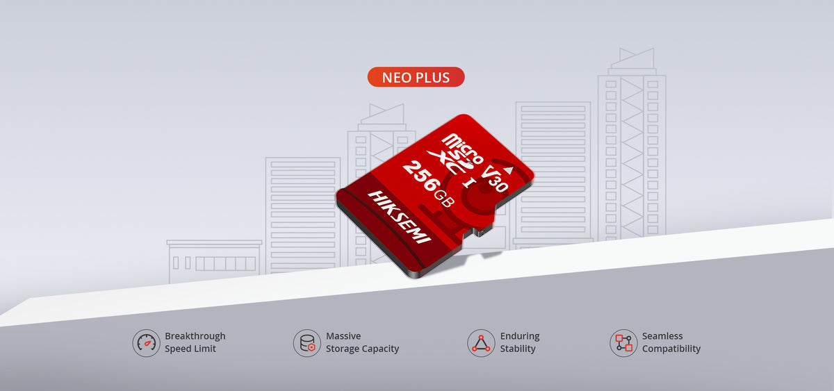 MicroSD HIKSEMI NEO Plus / 64 GB / 95 MB/s Lectura / 40 MB/s Escritura / Clase 10 U3 / TLC NAND / Especializada Para Videovigilancia 24/7