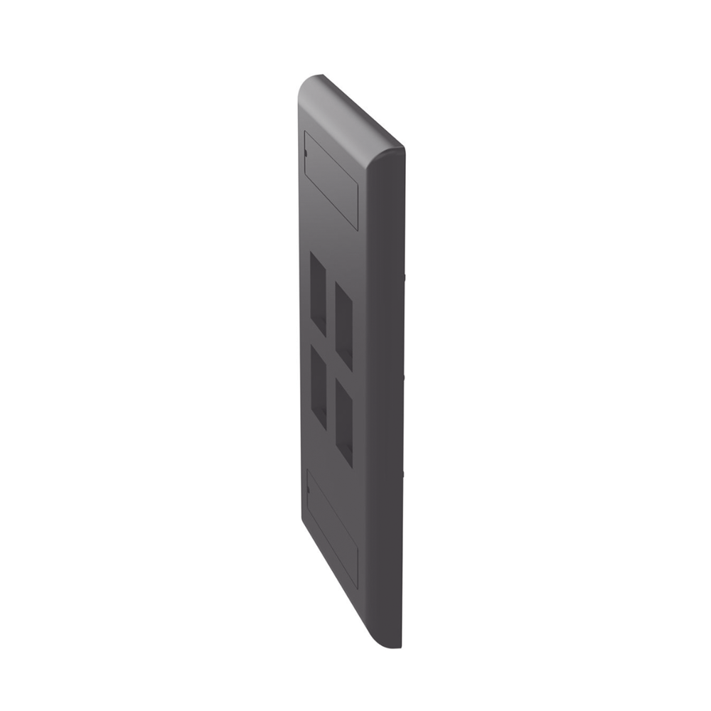 Placa de Pared Vertical, Salida Para 4 Puertos Keystone, Con Espacios Para Etiquetas, Color Negro