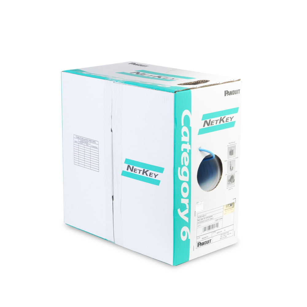 Bobina de Cable UTP 305 Metros (1000 Pies) de Cobre, NetKey, Azul, Categoría 6 (24 AWG), 1000Mbps, Riser (CMR), de 4 Pares