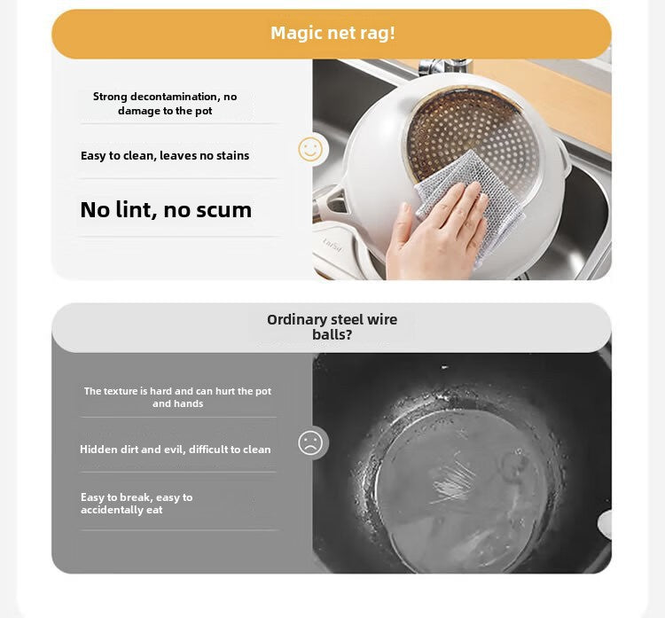 Paños de limpieza de fibra de acero inoxidable Antiadherente premium, trapos de cocina metalico multiusos