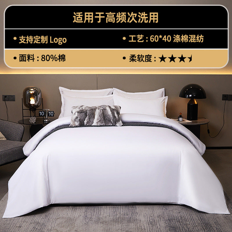 Sabana ropa de cama de algodón satinado B&B hotel juego de edredón ropa de cama hotel juego de cuatro piezas