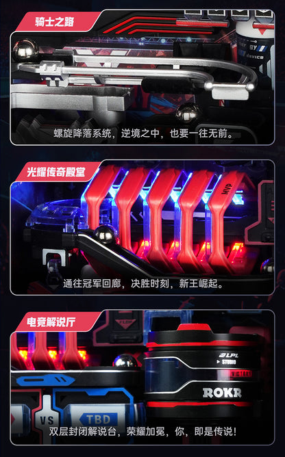 Rompecabezas ROKR Tridimensional LED automático de bloques de construcción de mundo paralelo, e-sports ciudad bloques de construcción hechos a mano