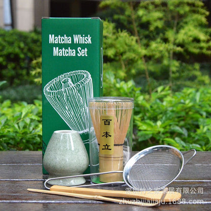 Kit Matcha Ceremonial Japonés: Batidor Chasen + Soporte + Cuchara + Pincel