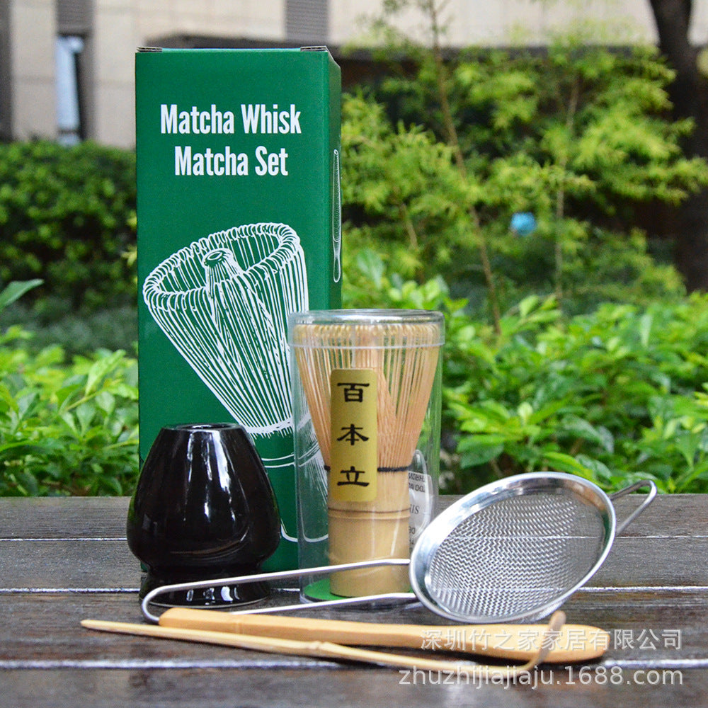 Kit Matcha Ceremonial Japonés: Batidor Chasen + Soporte + Cuchara + Pincel