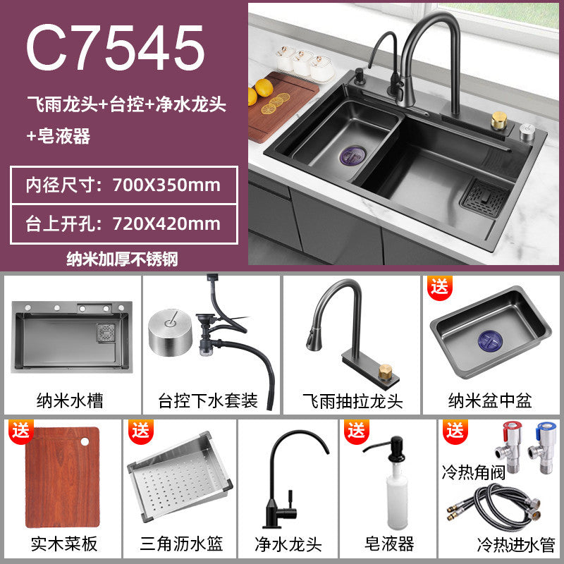 Fregadero de cocina de Acero 304 compatible con sistema de Purificacion con grifo y accesorios, diversos paquetes