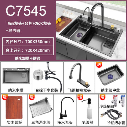 Fregadero de cocina de Acero 304 compatible con sistema de Purificacion con grifo y accesorios, diversos paquetes