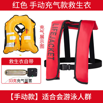 Chaleco Salvavavidas Inflable Automático para Adultos (CO₂ 33g) | Pesca, Lancha y Navegación | Alta Flotabilidad