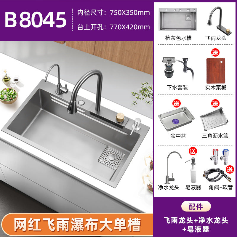 Fregadero de cocina de Acero 304 compatible con sistema de Purificacion con grifo y accesorios, diversos paquetes