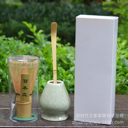 Kit Matcha Ceremonial Japonés: Batidor Chasen + Soporte + Cuchara + Pincel