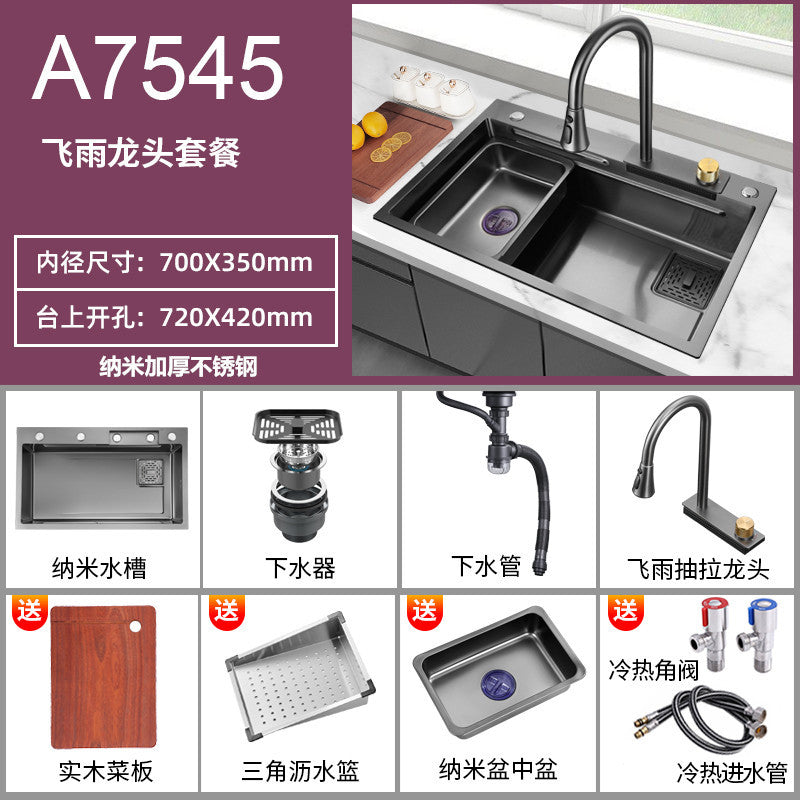 Fregadero de cocina de Acero 304 compatible con sistema de Purificacion con grifo y accesorios, diversos paquetes