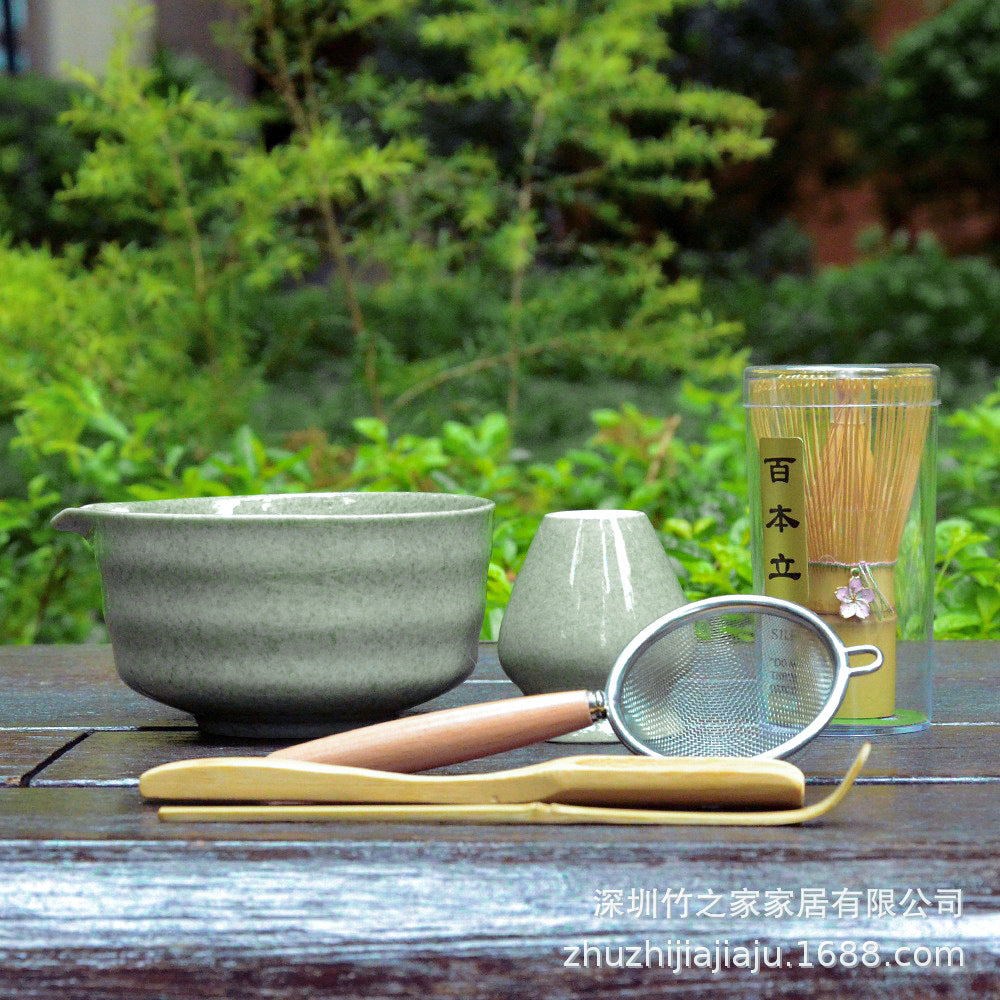 Kit Matcha Ceremonial Japonés: Batidor Chasen + Soporte + Cuchara + Pincel