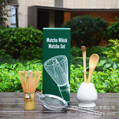 Kit Matcha Ceremonial Japonés: Batidor Chasen + Soporte + Cuchara + Pincel