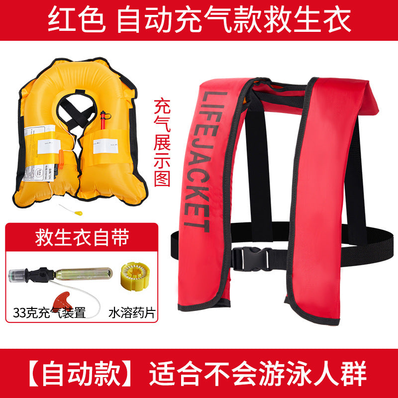 Chaleco Salvavavidas Inflable Automático para Adultos (CO₂ 33g) | Pesca, Lancha y Navegación | Alta Flotabilidad