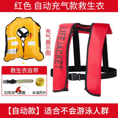 Chaleco Salvavavidas Inflable Automático para Adultos (CO₂ 33g) | Pesca, Lancha y Navegación | Alta Flotabilidad